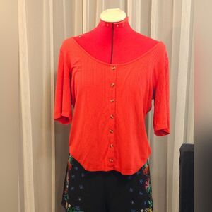 Women's Boat Neck Red Top
